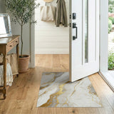 Gold and Silver Gold Veined Marble Abstract Area Rug