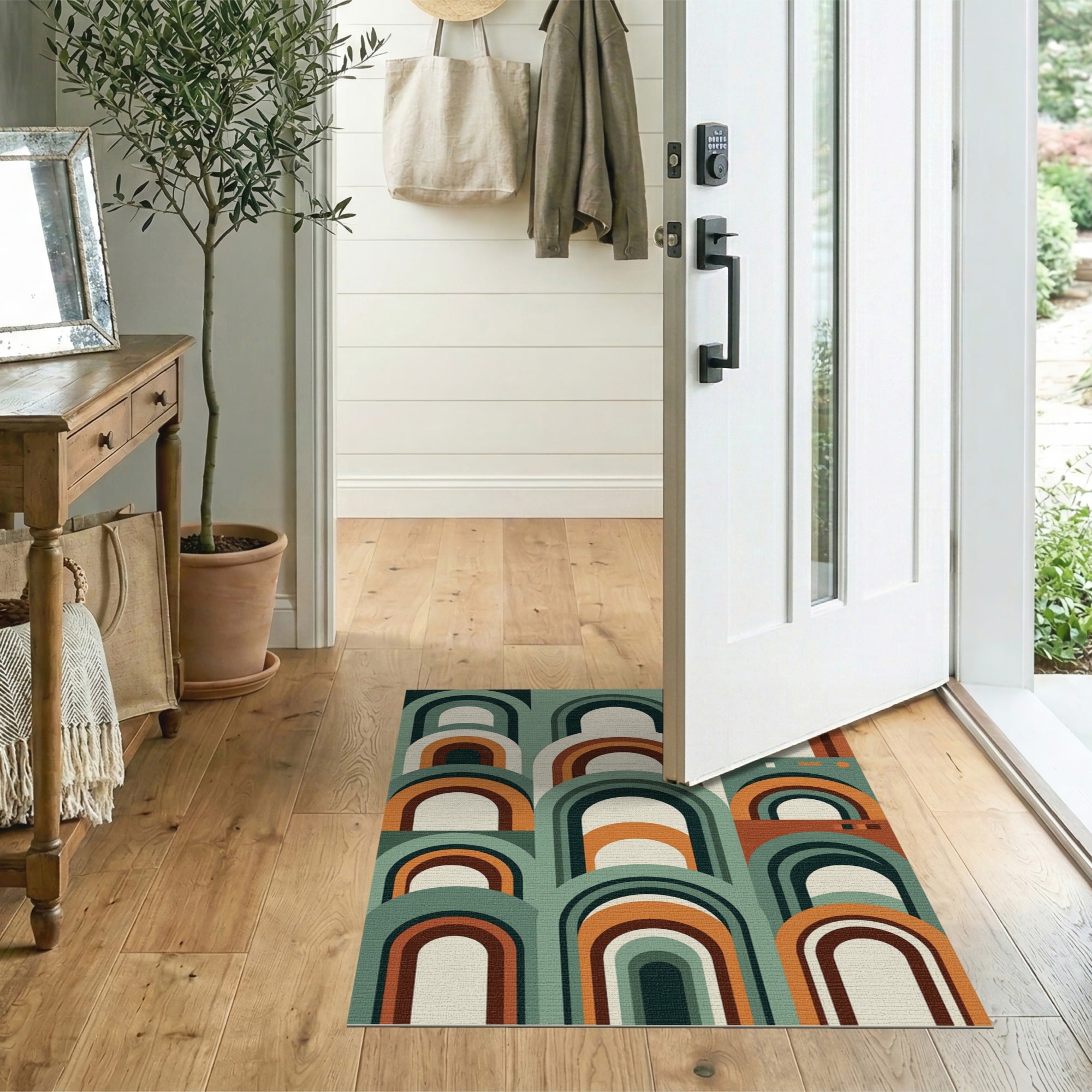 Layered Arch Geometric Multi-Color Area Rug