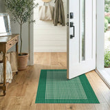 Gingham Rustic Farmhouse Green Gingham Checkered Area Rug