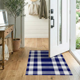 Navy Blue Buffalo Check Area Rug