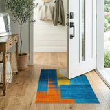 Geometric Blue Sun Abstract Area Rug