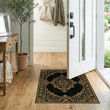Black and Gold Ornate Persian Area Rug