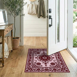 Blush Pink Traditional Persian Area Rug with Sun Medallion