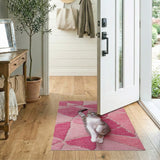 Geometric Modern Vibrant Pink Geometric Shag Area Rug