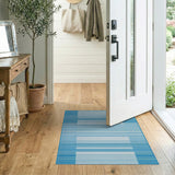 Modern Blue White Striped Area Rug
