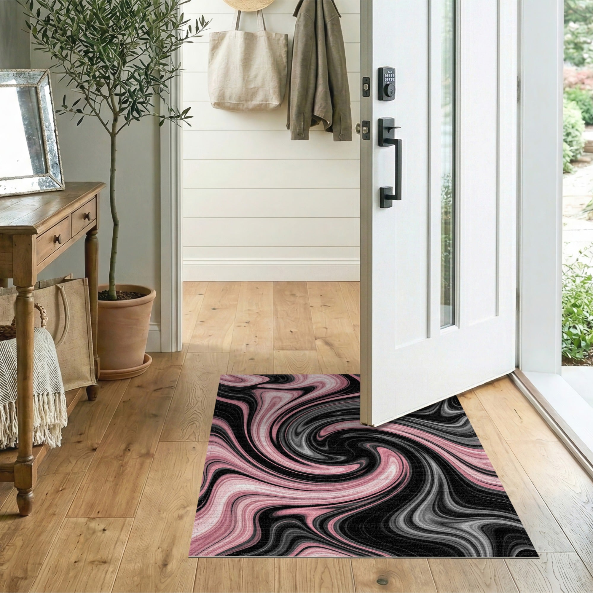 Pink Swirl Pink Swirl Abstract Area Rug