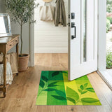 Vibrant Green Leaf Grid Area Rug