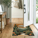 Orange Southwestern Cactus Sunset Desert Rug