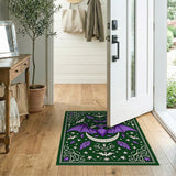 Gothic Purple Bat Crescent Moon Area Rug