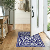 Intricate Navy Blue Persian Medallion Rug