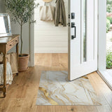 Gold Veined White Marble Abstract Area Rug