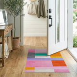 Multi-color and Patterns Vibrant Multi-Color Geometric Block Rug