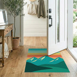 Striped Teal Mountain Sunset Area Rug