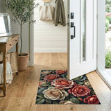 Vintage Peach Roses Cabbage Floral Area Rug