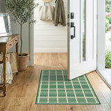 Modern Green Grid Geometric Area Rug