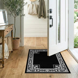 Traditional Persian Black and White Ornate Black White Border Area Rug