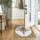 Gold and Silver Traditional Persian Ornate Gold Floral Medallion Area Rug
