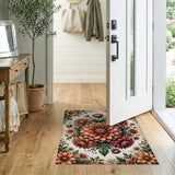 Orange Vintage Dahlia Floral Area Rug