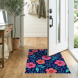 Bold Pink Floral on Navy Area Rug