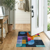 ODIKA Modern Abstract Geometric Washable Area Rug, Low Pile Non-Slip Carpet