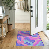 Kawaii Dolphin Wavy Rainbow Kids Area Rug