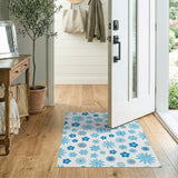 Whimsical Blue Flower Scatter Area Rug