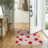 Pink Playful Strawberry Pattern Pink Area Rug
