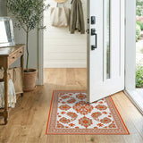Orange Vibrant Orange Persian Floral Area Rug