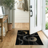 Gold Crescent Moon Waves Geometric Area Rug