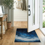 Starry Night Blue Mountain Abstract Area Rug