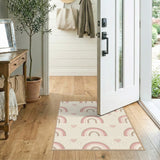 Pink Rainbow Hearts Kids Area Rug