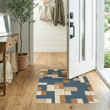 ODIKA Geometric Blue Brown Area Rug