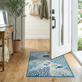 Blue Coral Reef and Fish Coastal Area Rug