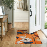 Vibrant Orange Lotus Pond Area Rug