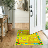 Playful Yellow Kids Cartoon Rug with Fruits Shapes