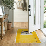 Sunny Yellow Cartoon Cat Tufted Rug