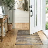 Brown Tan Distressed Geometric Area Rug