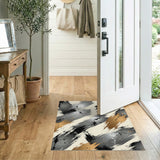 Abstract Gold Brushstroke Area Rug
