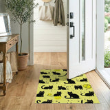 Playful Black Cats Doodles Yellow Area Rug