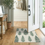 Green Fern Leaves Area Rug
