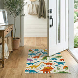 ODIKA Colorful Dinosaur Kids Area Rug, Washable Non-Slip Nursery Play Mat