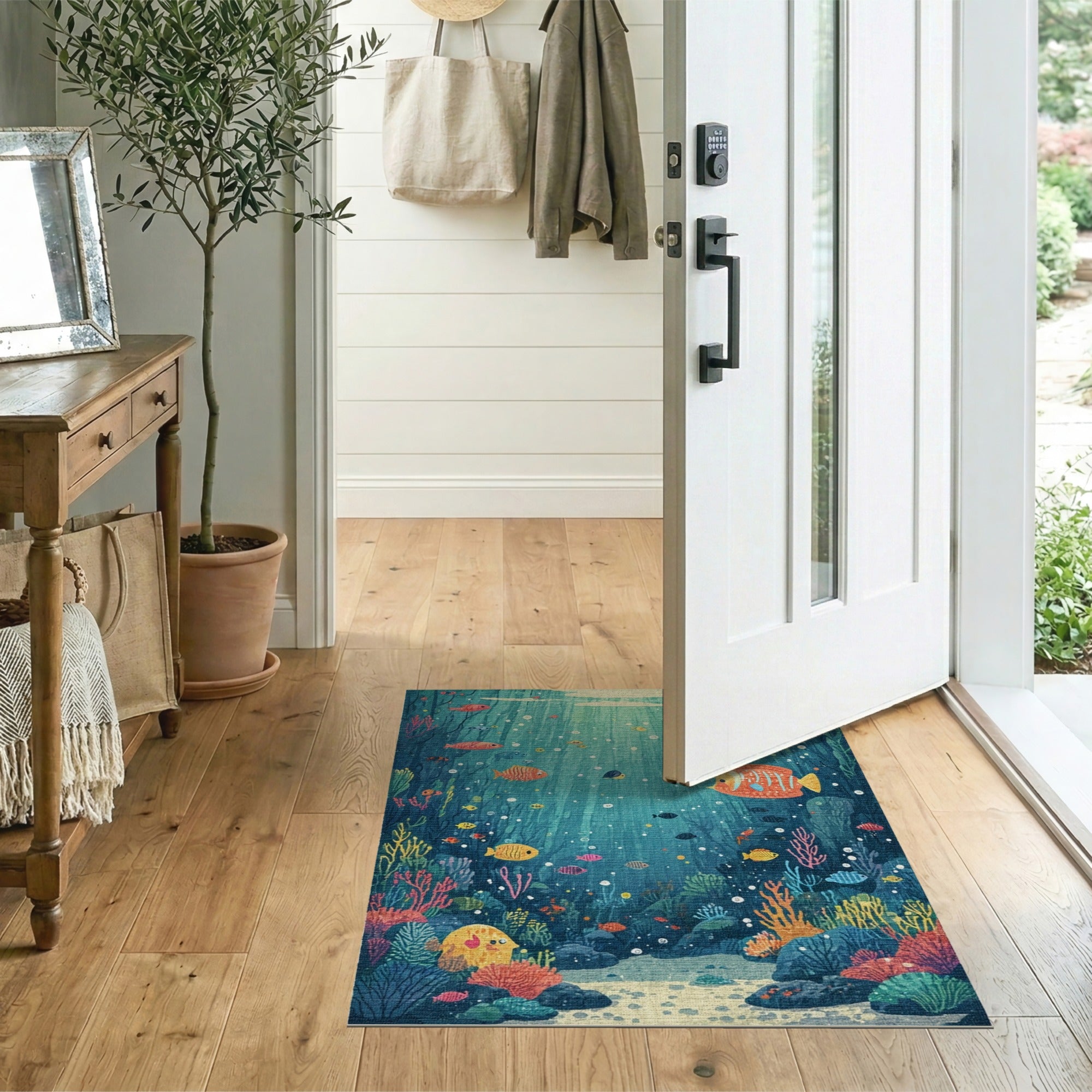 Whimsical Coral Reef Underwater Area Rug