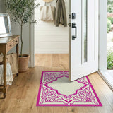 Pink Pink Ornate Floral Border Rug