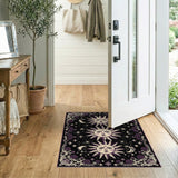 Purple Celestial Sun Moon Floral Area Rug
