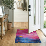 Vibrant Pink-to-Blue Geometric Sun Area Rug