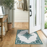 Ornate Teal Medallion Area Rug