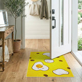 Cute Smiling Fried Egg Yellow Area Rug