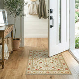 Traditional Persian Ivory Persian Floral Area Rug with Red Blooms