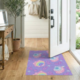 Whimsical Purple Rainbow Fish Cartoon Area Rug