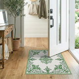 Floral Vintage Green Elegant Green Floral Vintage Area Rug